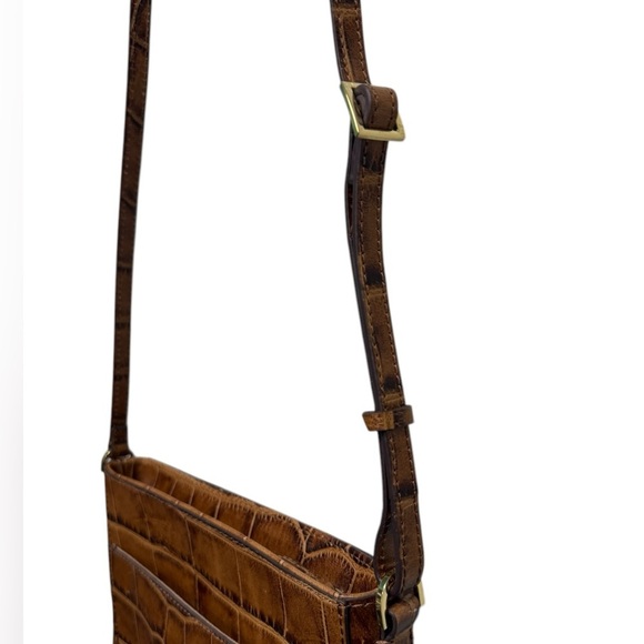 NWOT G.l.L.I. Croco Brown Leather North/ South Andria Crossbody - Picture 7 of 11